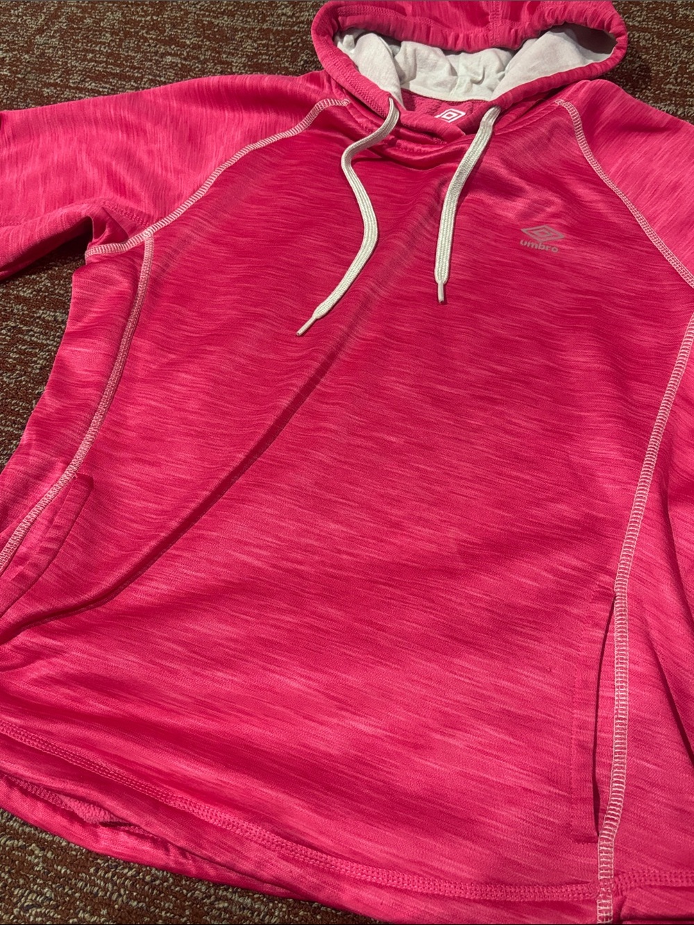 Bright pink Heathered hoodie athletic Athleisure pullover sweatshirt large - Picture 4 of 14